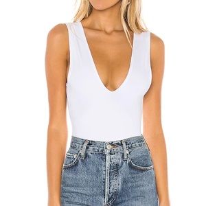 white FREE PEOPLE v neck bodysuit